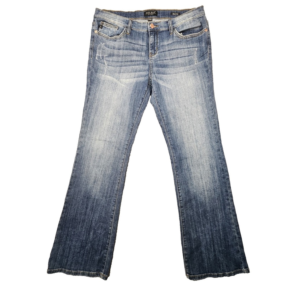 Judy Blue Mid Rise Bootcut Jeans 15/32 Distressed Stretch Curvy Western Boho